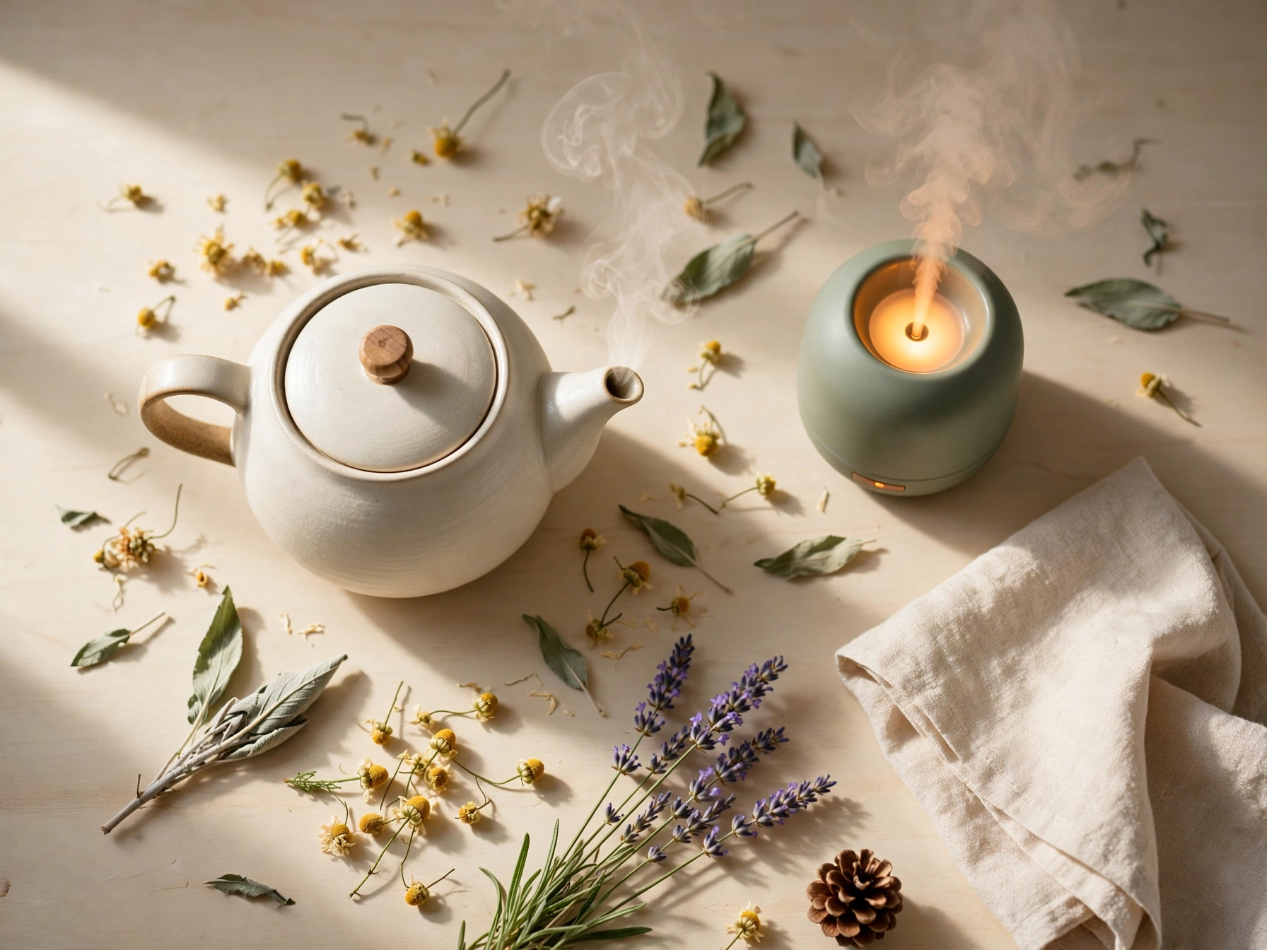 Alpine wellness essentials on a wooden table